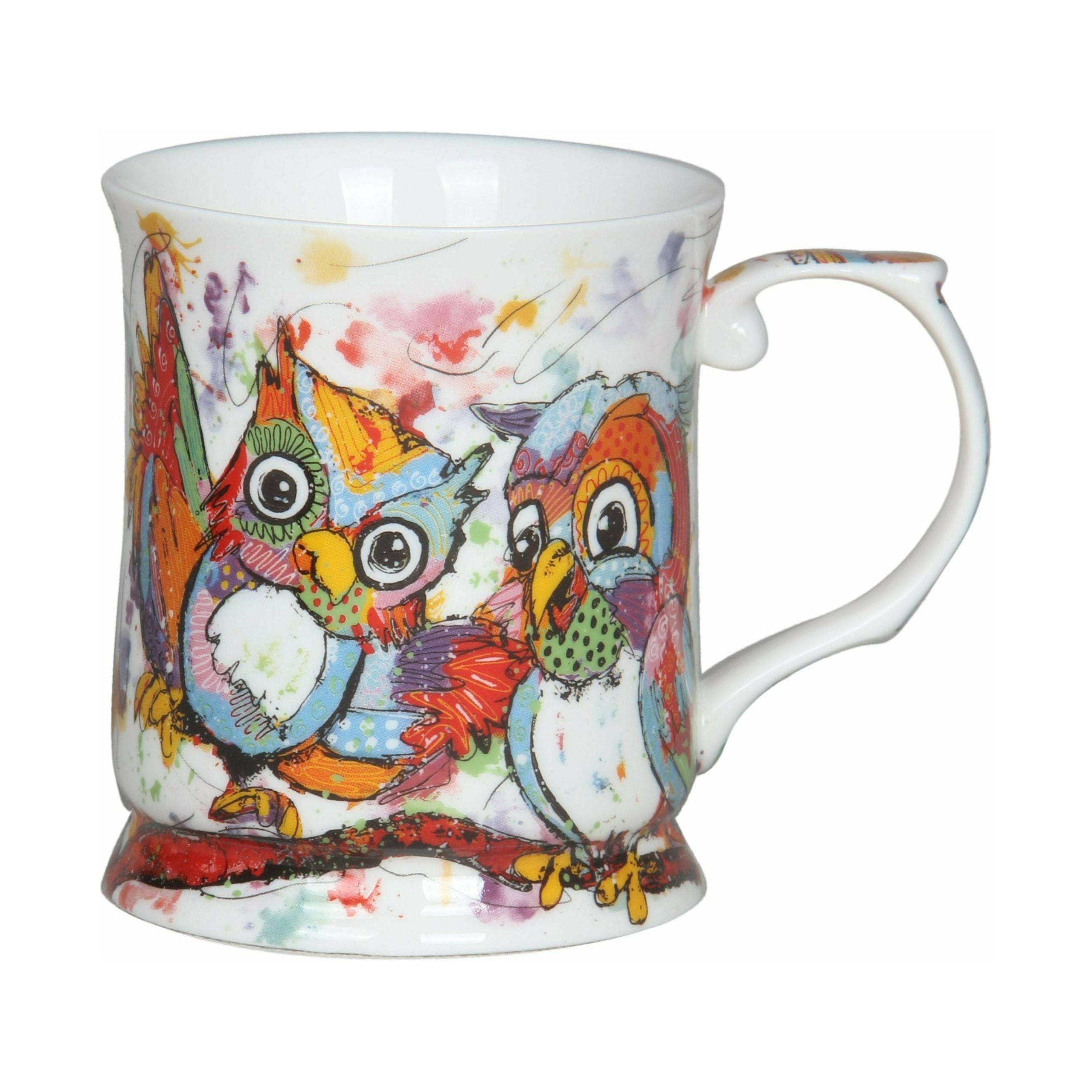 Cheeki Little Owls on White Fine Bone China Mug - 415ml Gift Box - Dollars and Sense