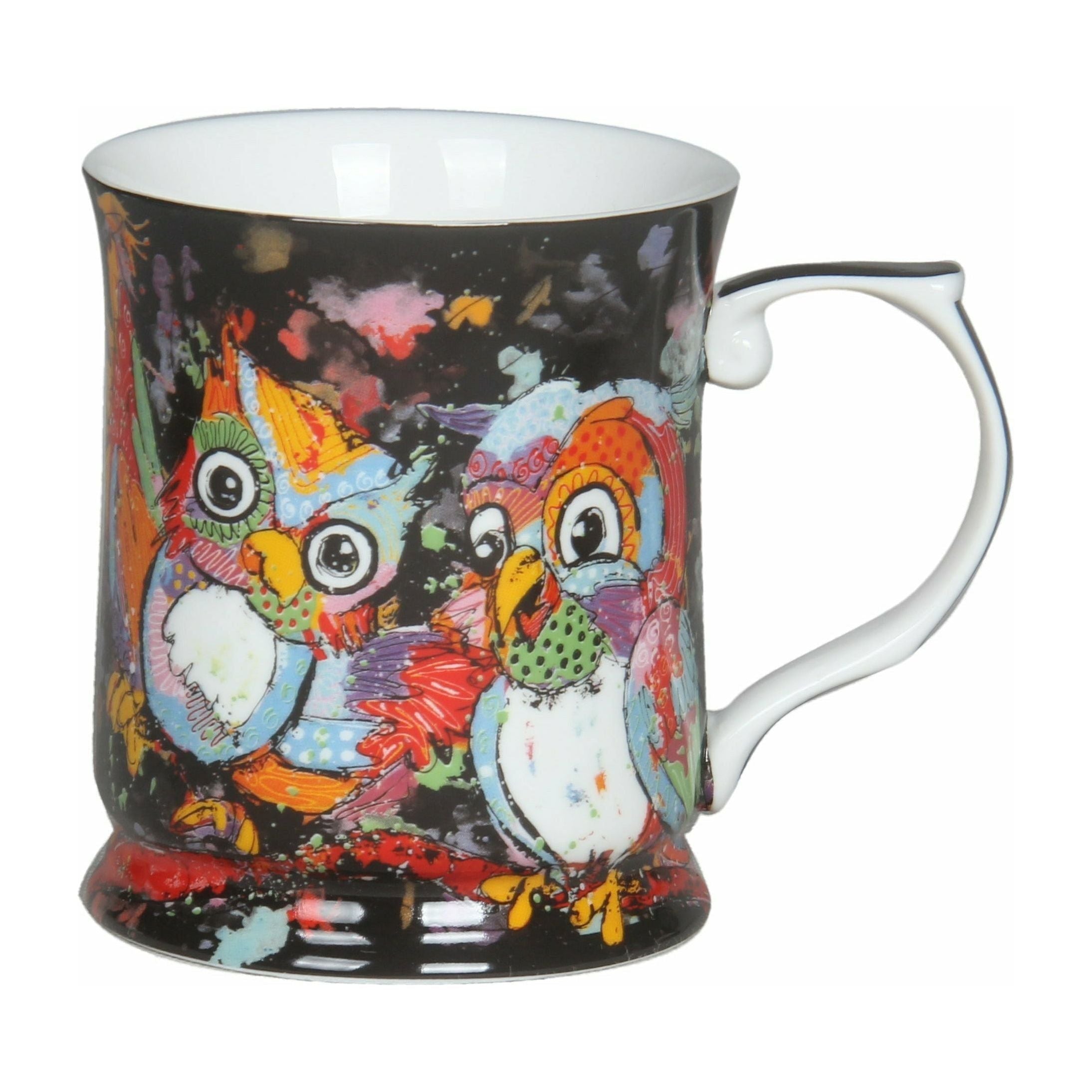 Cheeki Little Owls - Black Fine Bone China Mug 415ml Gift Box - Dollars and Sense