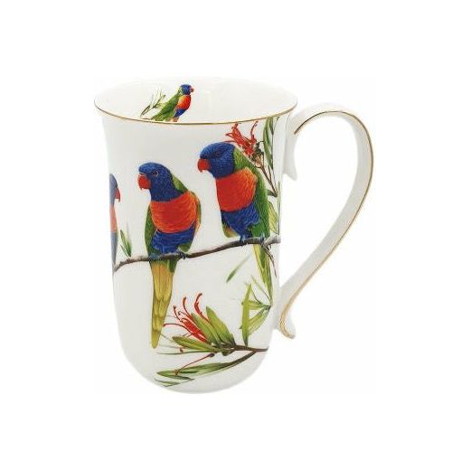 Rainbow Lorikeets Fine Bone China Gold Rim Mug - 405ml Gift Box - Dollars and Sense