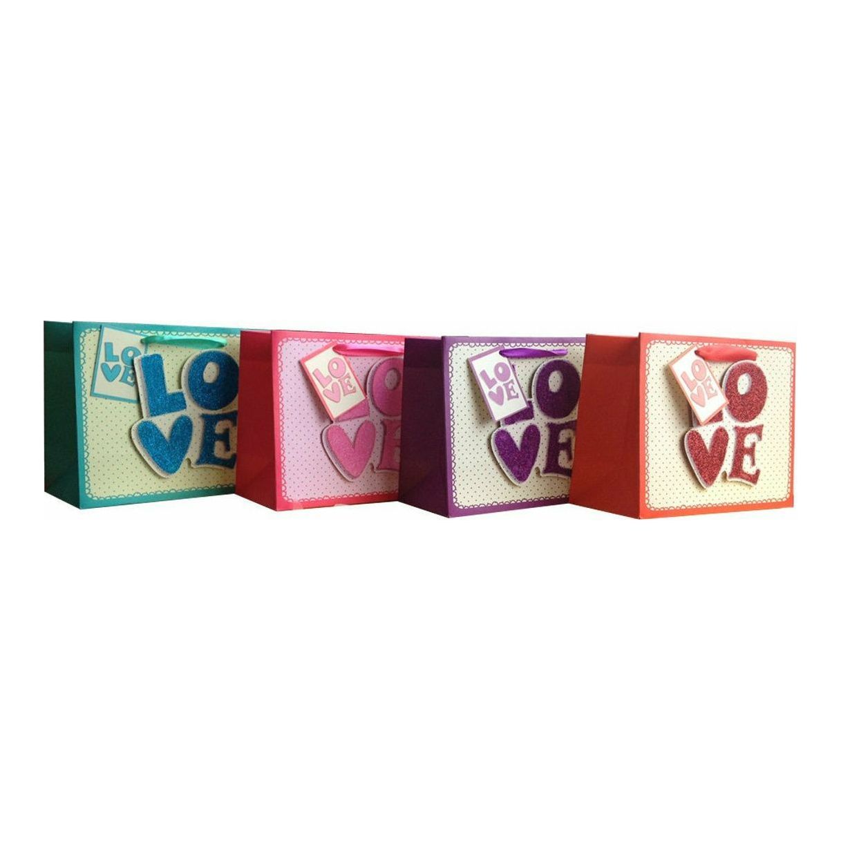 Colourful 3D Love Gift Bags - 26x32x12cm 250gm 1 Piece Assorted - Dollars and Sense