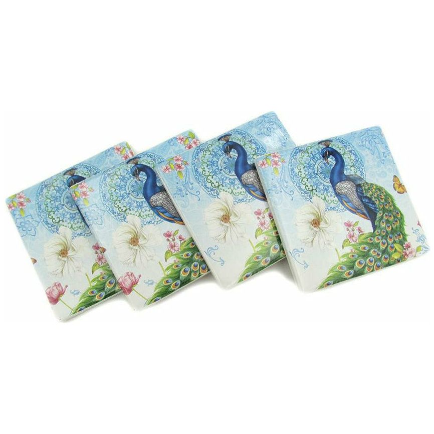 Peacock Coasters - 4 Pack Giftbox - Dollars and Sense