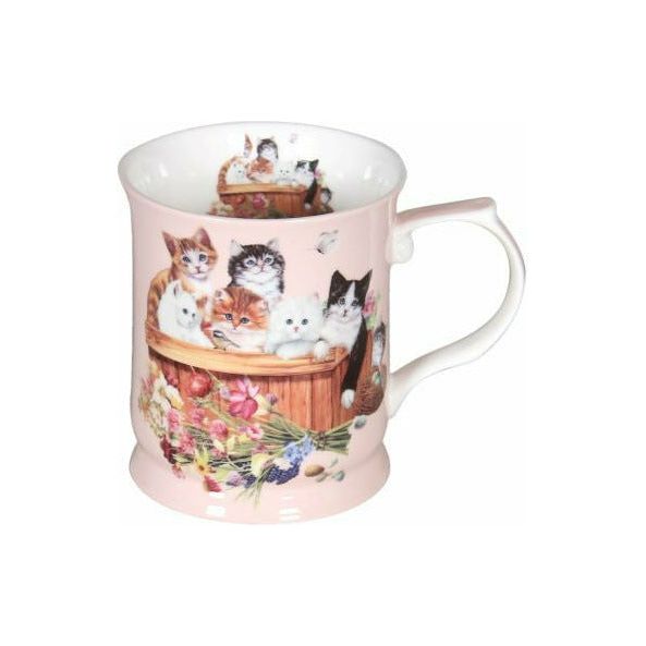 Cats on Pink Fine Bone China Mug - 415ml Gift Box - Dollars and Sense