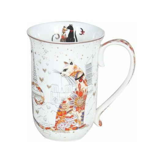 Embossed Cat Couple Fine Bone China Mug - 405ml Gift Box - Dollars and Sense