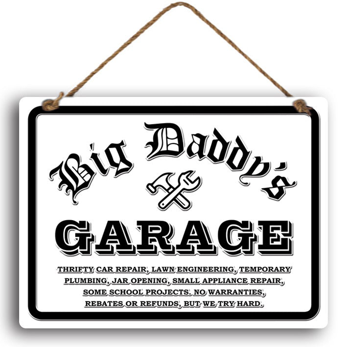 Embossed Metal Daddys Garage Wall Hanging Plaque - Dollars and Sense