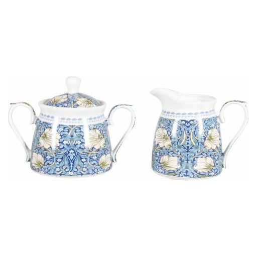 William Morris on Blue Fine Bone China Sugar and Creamer Set - Gift Box - Dollars and Sense