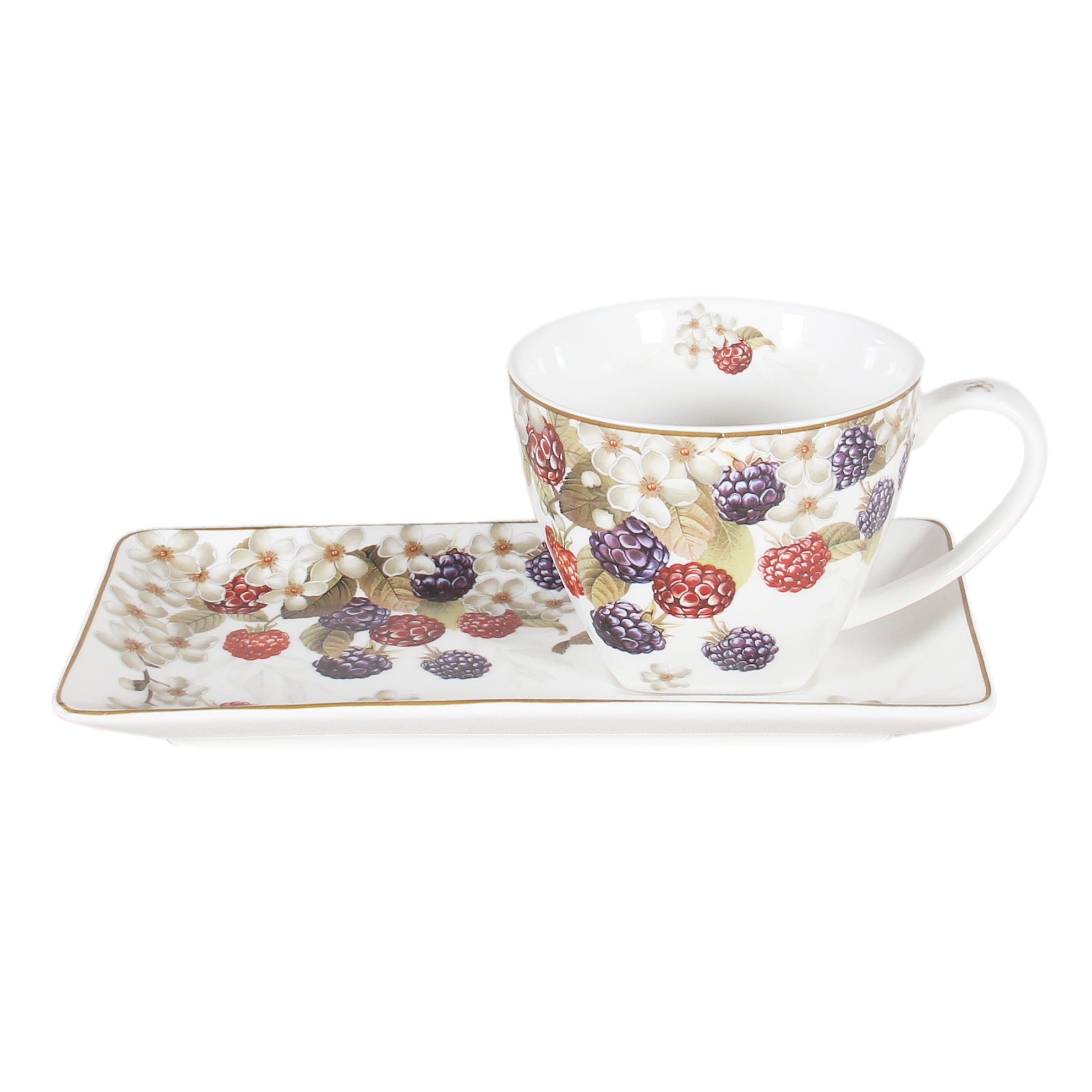 Wild Berry on Fine Bone China Cup and Saucer Breakfast Set - 250ml Gift Box - Dollars and Sense