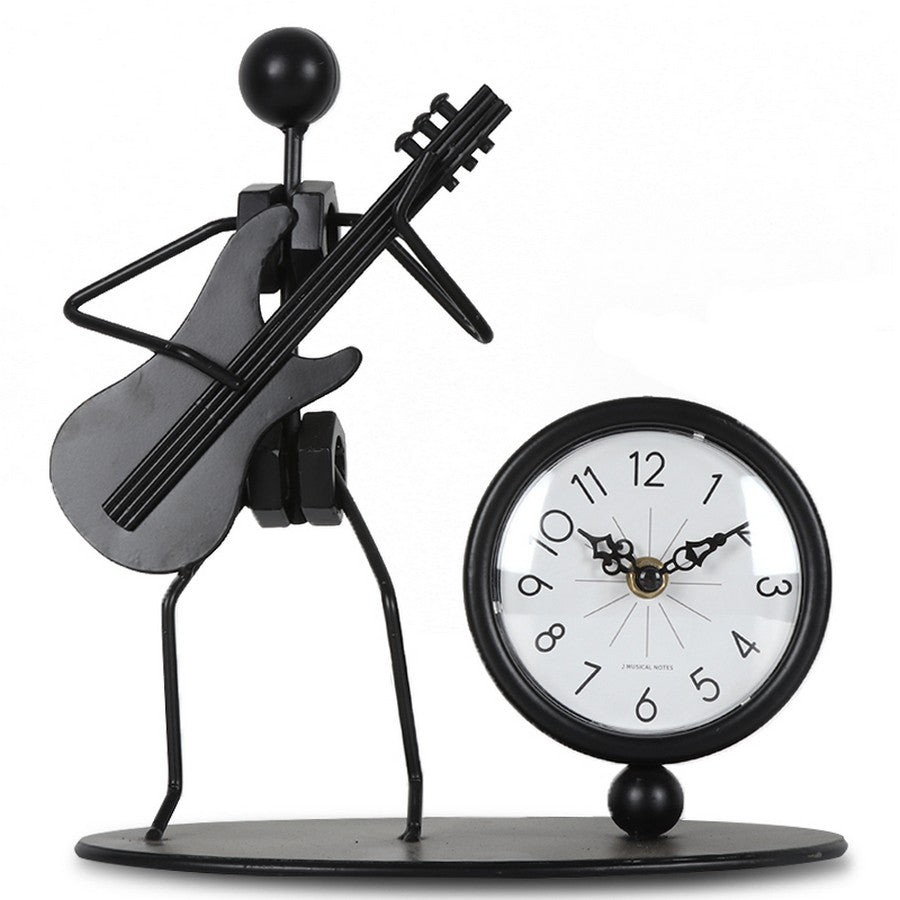 Metal Musician Black Table Clock - Dollars and Sense