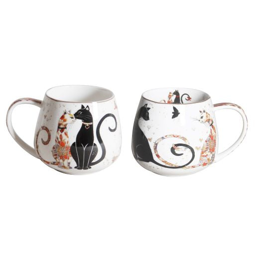 Embossed Cat Couple Fine Bone China Mug - 400ml Gift Box - Dollars and Sense