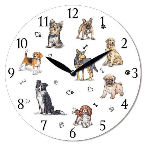 MDF Dog Wall Clock Gift Box - 28.8cm - Dollars and Sense