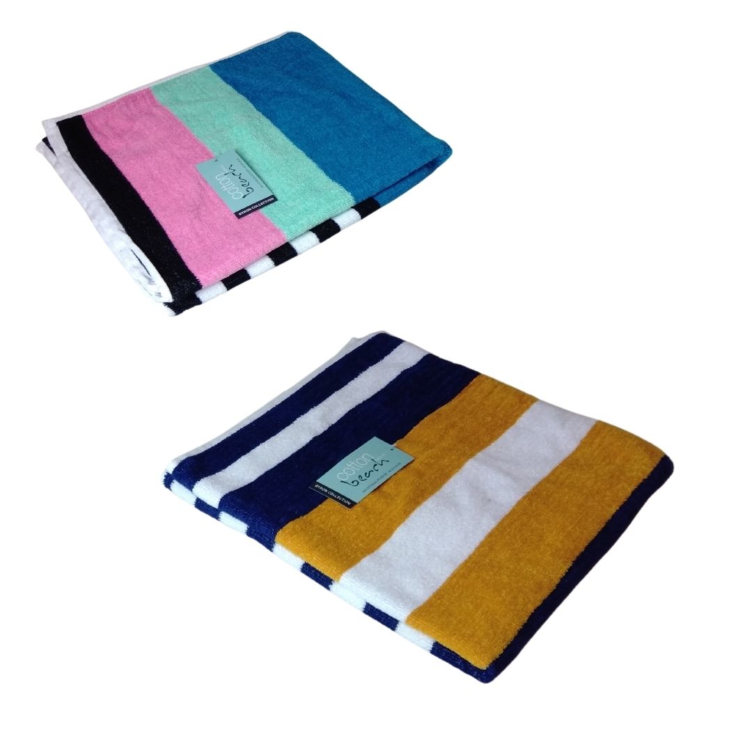 Cotton Striped Beach Towel Assorted Designs - Dollars and Sense
