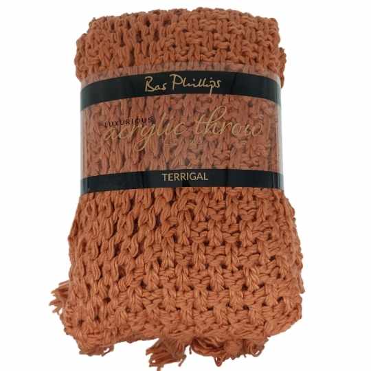 Bas Phillips Chunky Knit Throw Terracotta 125x150cm - Dollars and Sense