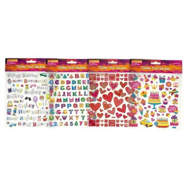 Glitter Foil Heart and Birthday Stickers Assorted - Dollars and Sense