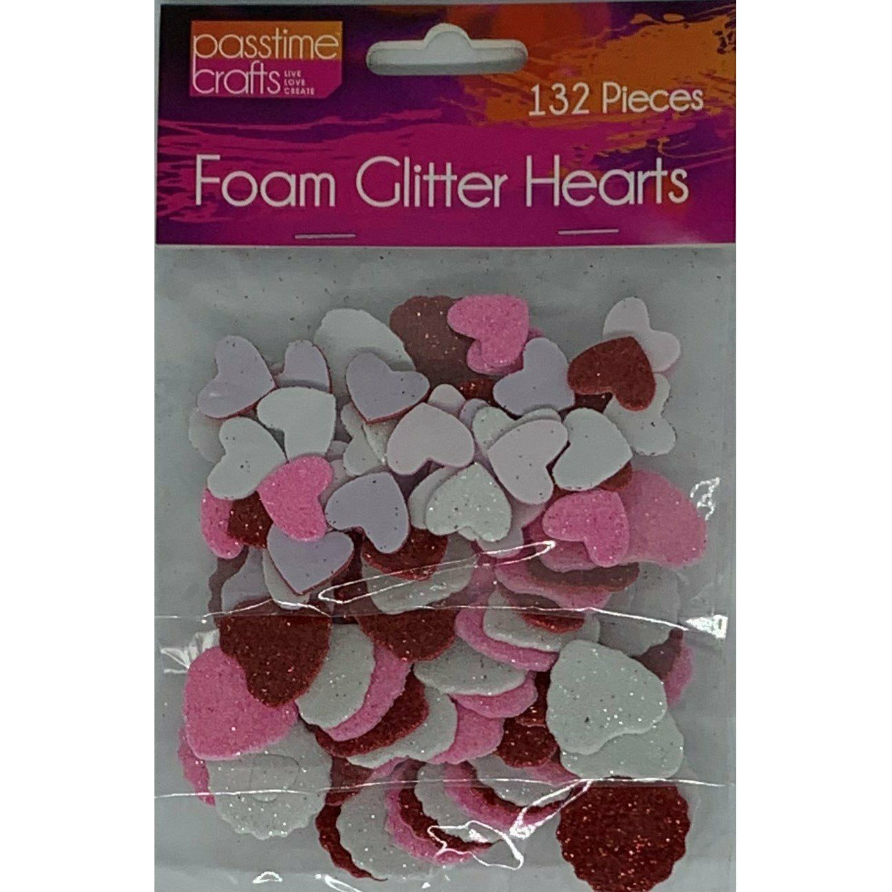 Foam Glitter Hearts 1Pce Assorted - See Below for Specifications - Dollars and Sense