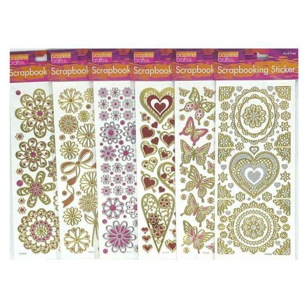 Metallic Heart Flower Butterfly Scrapbooking Stickers Assorted - Dollars and Sense