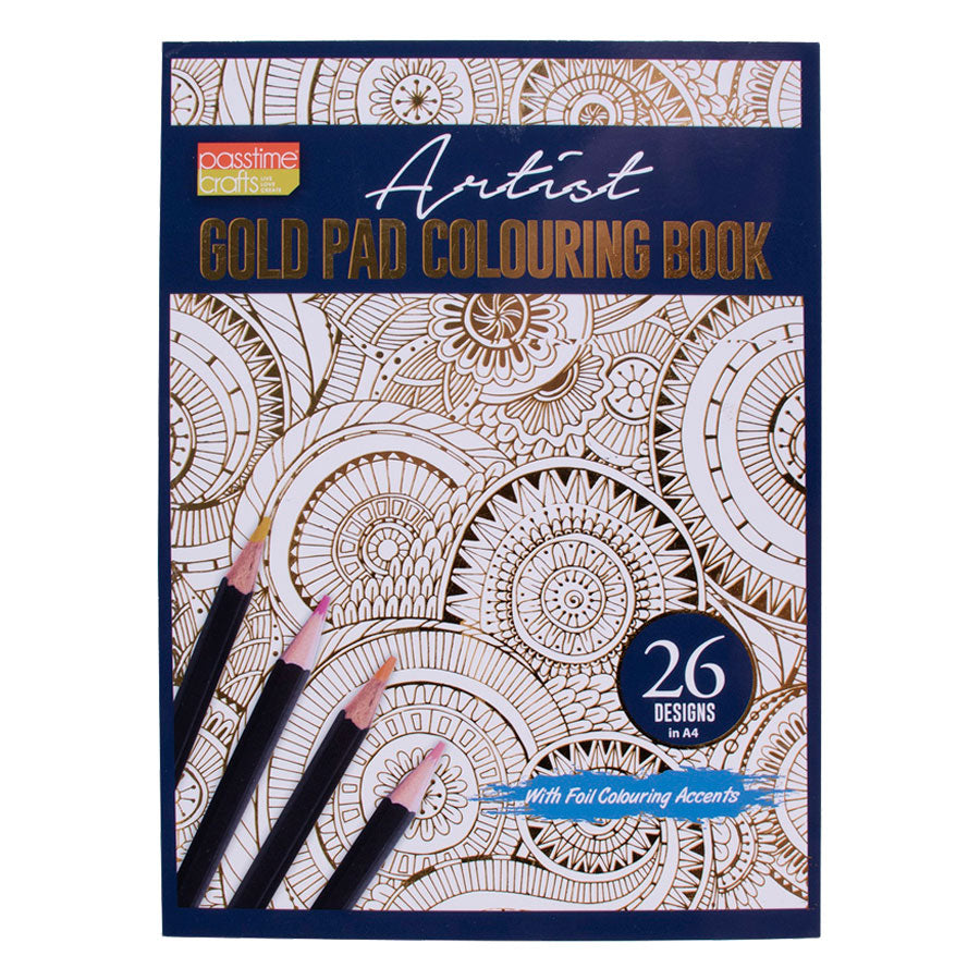 Artist Gold Pad Colouring Book with Foil Colouring Accents - A4 1 Piece - Dollars and Sense
