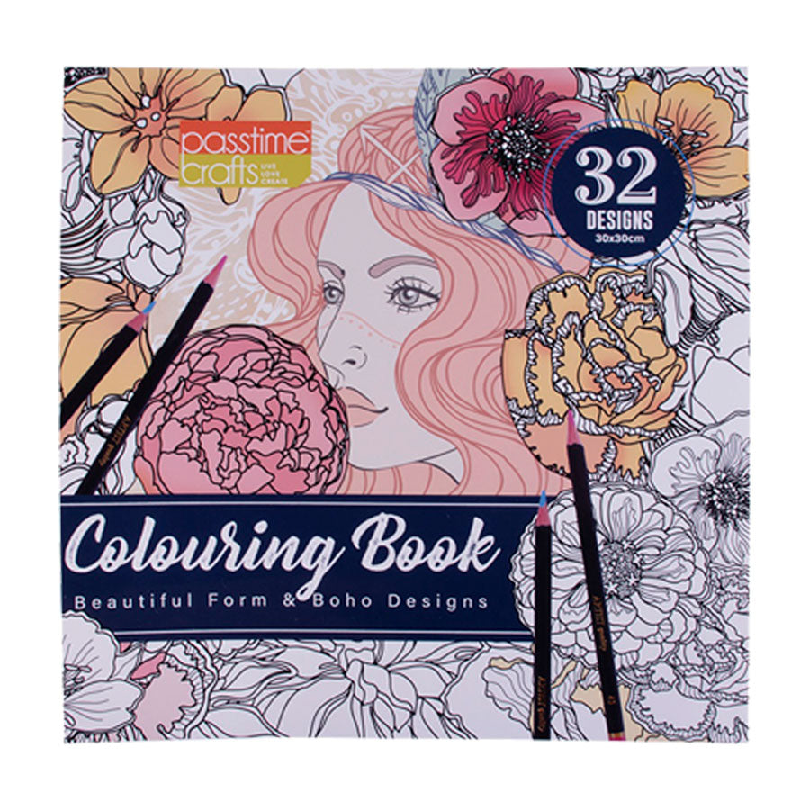 Artist Colouring Book Beautiful Form and Boho Designs - 30x30cm 1 Piece - Dollars and Sense