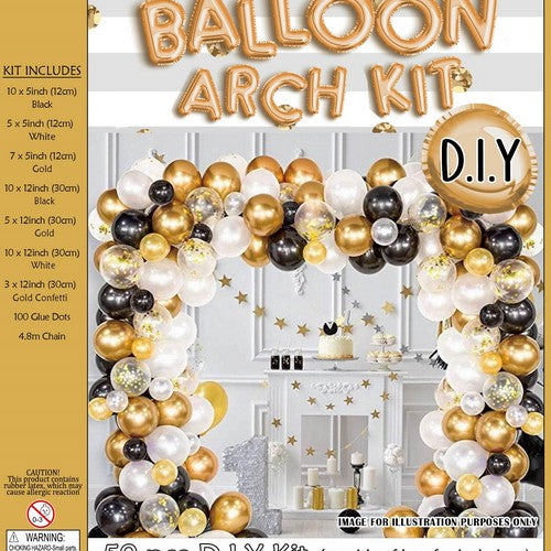 Black and Gold Balloon Arch Kit - 50 Pieces - Dollars and Sense