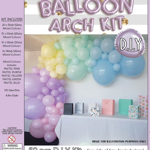 Pastel Rainbow Balloon Arch Kit - 50 Piece DIY Kit 1 Piece - Dollars and Sense