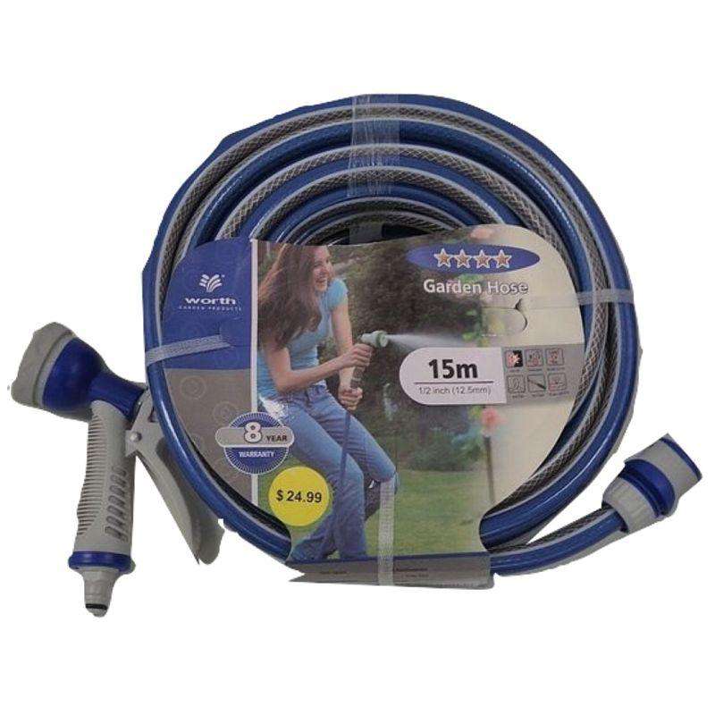 Garden Hose Blue With Trigger - 15m 1/2 inch 12.5mm - Dollars and Sense