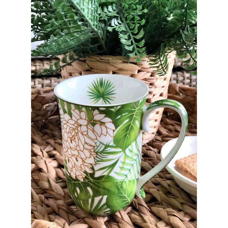 Tropical Palms Fine Bone China Mug - 405ml Gift Box - Dollars and Sense